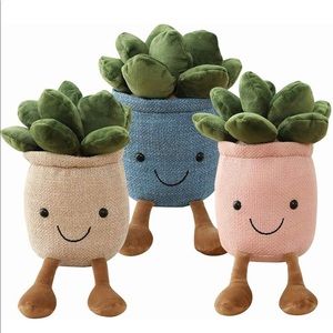 Plush Plant happy face house plant green thumb cactus friend home decor New